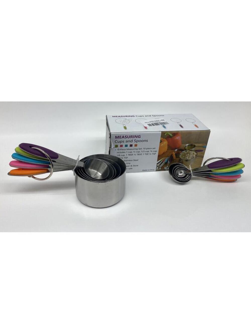 10 Piece Measuring Cups and spoons. Stainless steel Engraved and Silicone BNIB